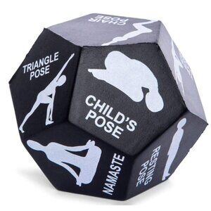 Yoga and Fitness Black and White Yoga Block 12-Sided Dice, Like New